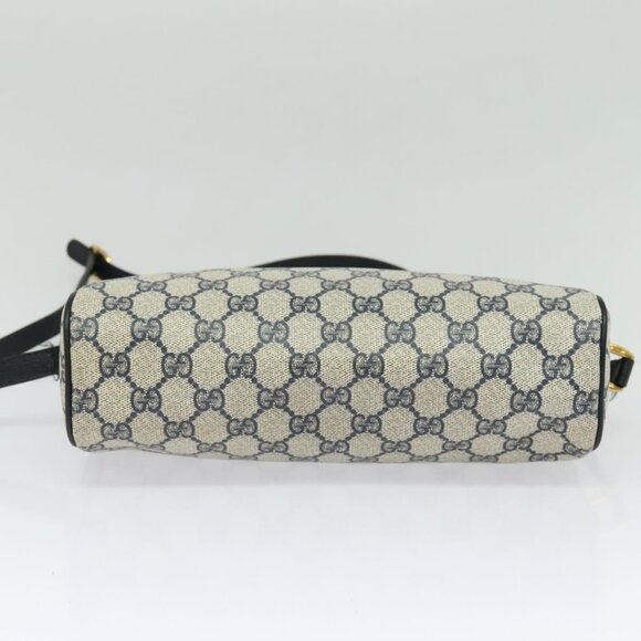 GUCCI GG Supreme Sherry Line Shoulder Bag PVC Navy Gold Auth - Picture 6 of 16